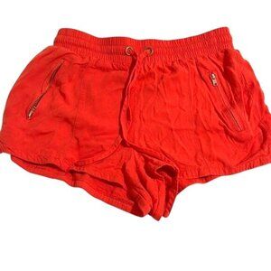 Orange Womens Casual Elastic Waist Shorts W/ Zipper Pockets Size S Mine Brand